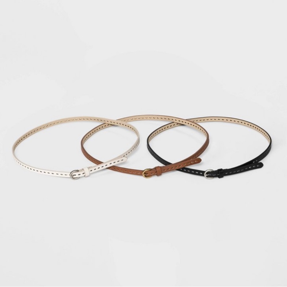 Women's 3pk Laser Cut Belt - Universal
Thread™ Black/Beige/Brown S